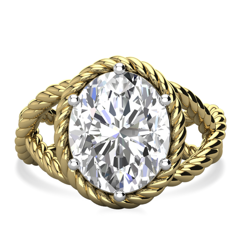 Gold Twisted Rope Diamond Engagement Ring, Moissanite Engagement Ring |  Benati