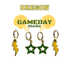Oregon Spirit Earring Stack with golden yellow mini enamel bolts and green starboys