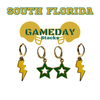 South Florida Spirit Earring Stack with golden yellow mini enamel bolts and green starboys