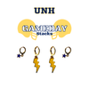 University of New Haven Classic Gameday Earring Stack in golden yellow and navy, Chargers huggie hoop earrings