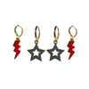 Carnegie Mellon Spirit Earring Stack with grey mini enamel bolts and red starboys