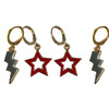 Ohio State Buckeyes Spirit Earring Stack: grey mini enamel bolts and red statement open starboy huggies