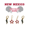 New Mexico Spirit Earring Stack with red mini enamel bolts and grey starboys