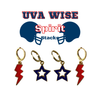 UVA Wise Spirit Earring Stack in navy and red, Cavaliers huggie hoop earrings (view 4)