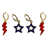 UVA Wise Spirit Earring Stack in navy and red, Cavaliers huggie hoop earrings (view 6)