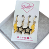Appalachian State Spirit Earring Stack in black and golden yellow, Mountaineers huggie hoop earrings (view 8)