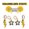Grambling State Tigers Spirit Earring Stack: golden yellow mini enamel bolts and black statement open starboy huggies