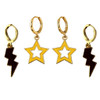 Grambling State Tigers Spirit Earring Stack: black mini enamel bolts and golden yellow statement open starboy huggies