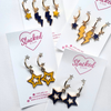 West Point Spirit Earring Stack with black mini enamel bolts and golden yellow starboys