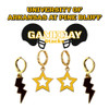 University of Arkansas at Pine Bluff Golden Lions Spirit Earring Stack: black mini enamel bolts and golden yellow statement open starboy huggies