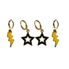 Iowa Spirit Earring Stack with black mini enamel bolts and golden yellow starboys