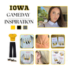 Iowa Spirit Earring Stack in black and golden yellow, Hawkeyes huggie hoop earrings (view 3)