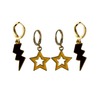 Mizzou Spirit Earring Stack with golden yellow mini enamel bolts and black starboys