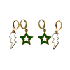 Ohio University Spirit Earring Stack with white mini enamel bolts and green starboys
