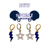 Brigham Young University Spirit Earring Stack with navy mini enamel bolts and white starboys