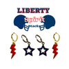 Liberty University Spirit Earring Stack in navy and white, Flames huggie hoop earrings (view 4)