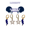 Liberty University Spirit Earring Stack with navy mini enamel bolts and white starboys
