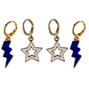 Liberty University Spirit Earring Stack with navy mini enamel bolts and white starboys