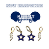 University of New Hampshire Spirit Earring Stack in navy and white, Wildcats huggie hoop earrings (view 2)