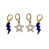 Utah State Spirit Earring Stack with navy mini enamel bolts and white starboys