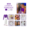 NYU Violets game day outfit inspiration with the NYU Spirit Earring Stack