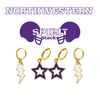 Northwestern Spirit Earring Stack with purple mini enamel bolts and white starboys