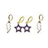 Portland Spirit Earring Stack with purple mini enamel bolts and white starboys