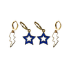 Creighton Spirit Earring Stack with white mini enamel bolts and cobalt starboys