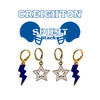 Creighton Spirit Earring Stack with white mini enamel bolts and cobalt starboys