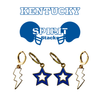 Kentucky Spirit Earring Stack with white mini enamel bolts and cobalt starboys