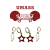 UMass Spirit Earring Stack with maroon mini enamel bolts and white starboys
