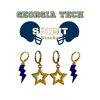 Georgia Tech Spirit Earring Stack with navy mini enamel bolts and gold starboys