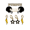 Purdue Spirit Earring Stack with black mini enamel bolts and golden yellow starboys