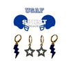 U.S. Air Force Academy Spirit Earring Stack with grey mini enamel bolts and navy starboys