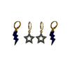 UNC Greensboro Spirit Earring Stack with grey mini enamel bolts and navy starboys