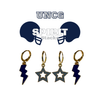 UNC Greensboro Spirit Earring Stack with grey mini enamel bolts and navy starboys