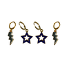 UNC Greensboro Spirit Earring Stack with navy mini enamel bolts and grey starboys