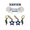 Xavier Spirit Earring Stack in grey and navy, Musketeers huggie hoop earrings