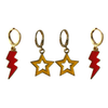 University of Maryland Spirit Earring Stack in red and golden yellow, Terrapins huggie hoop earrings (view 8)