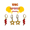 USC Spirit Earring Stack in red and golden yellow, Trojans and Women of Troy huggie hoop earrings