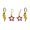 USC Spirit Earring Stack with golden yellow mini enamel bolts and red starboys