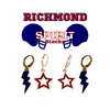Richmond Spirit Earring Stack with navy mini enamel bolts and red starboys