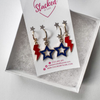 Richmond Spirit Earring Stack in navy and red, Spiders huggie hoop earrings (view 6)