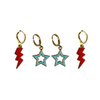 Ole Miss Spirit Earring Stack with red mini enamel bolts and baby blue starboys