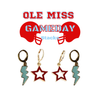 Ole Miss Spirit Earring Stack with baby blue mini enamel bolts and red starboys