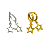 Gold and silver open star huggie hoop earrings side by side
