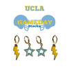 UCLA Spirit Earring Stack with golden yellow mini enamel bolts and baby blue starboys
