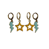 UCLA Spirit Earring Stack in baby blue and golden yellow, Bruins huggie hoop earrings (view 6)