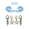 Old Dominion Spirit Earring Stack with baby blue mini enamel bolts and white starboys