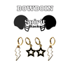 Bowdoin Spirit Earring Stack with white mini enamel bolts and black starboys